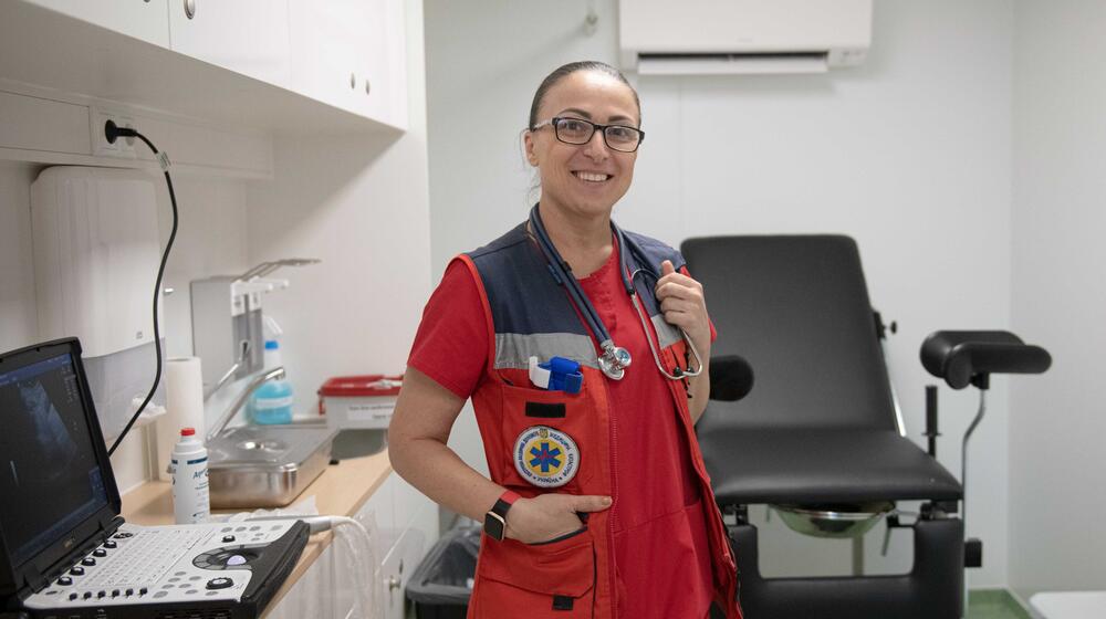 A doctor in a clinical room.