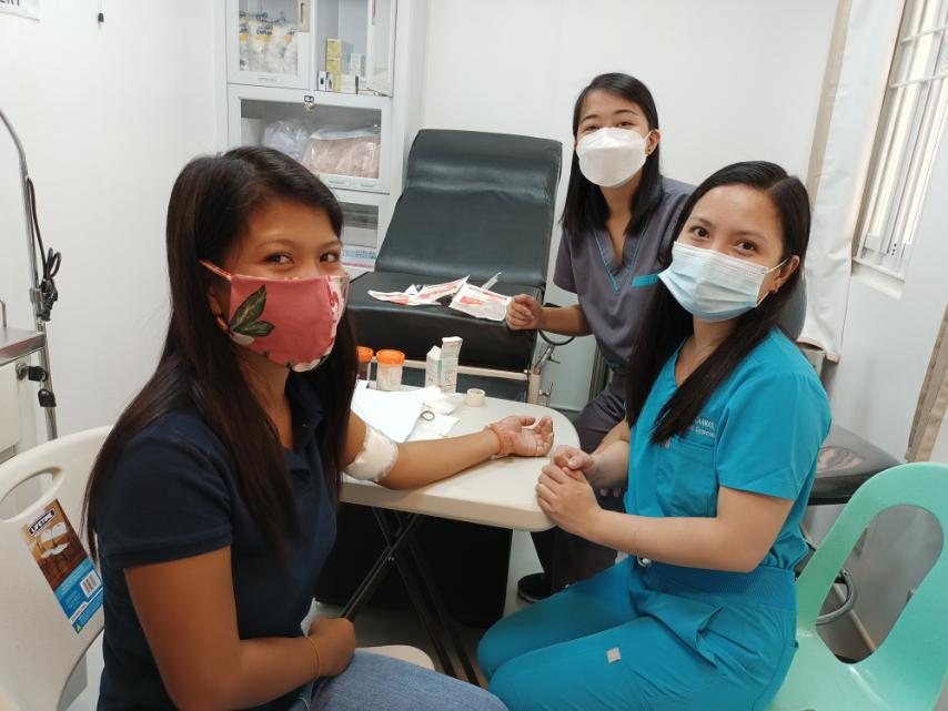 Woman getting medical care