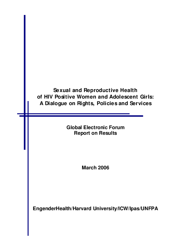 Sexual and Reproductive Health of HIV Positive Women and Adolescent Girls