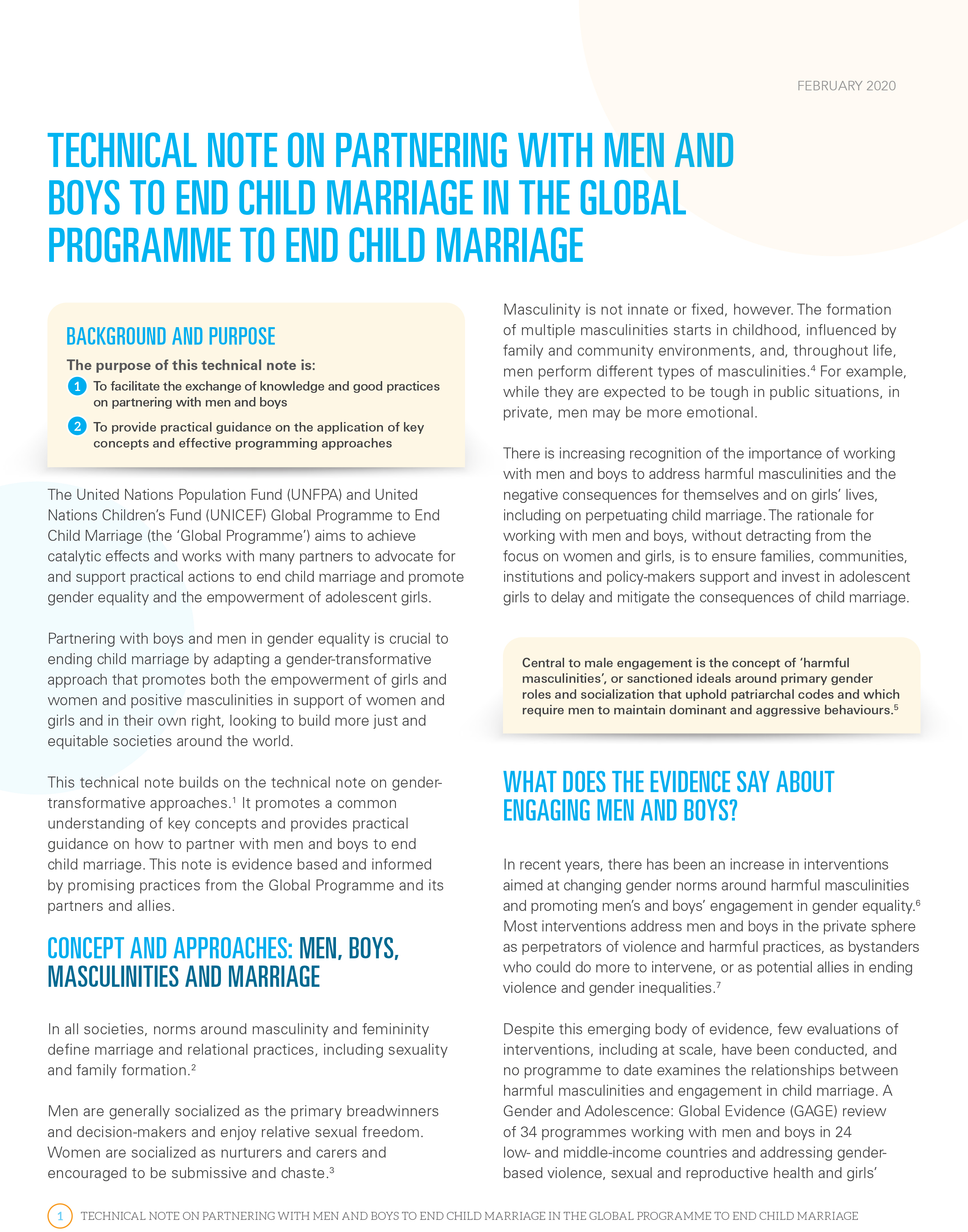 Technical Note on Partnering with Men and Boys to End Child Marriage in the Global Programme to End Child Marriage