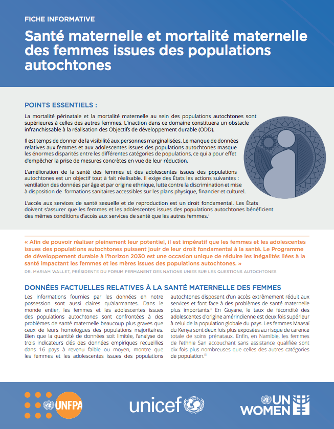 Santé et mortalité maternelle des femmes issues des populations autochtones