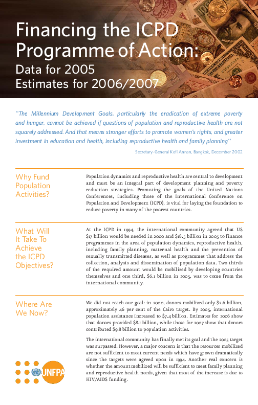 Financing the ICPD Programme of Action 2007