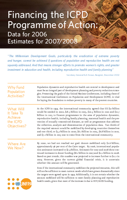 Financing the ICPD Programme of Action 2008