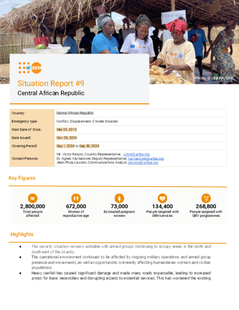 UNFPA CAR Situation Report #9