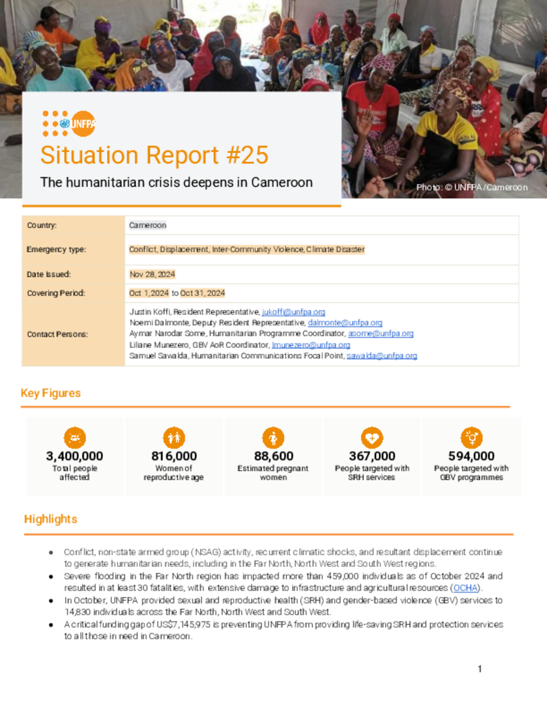 UNFPA Cameroon Situation Report #25