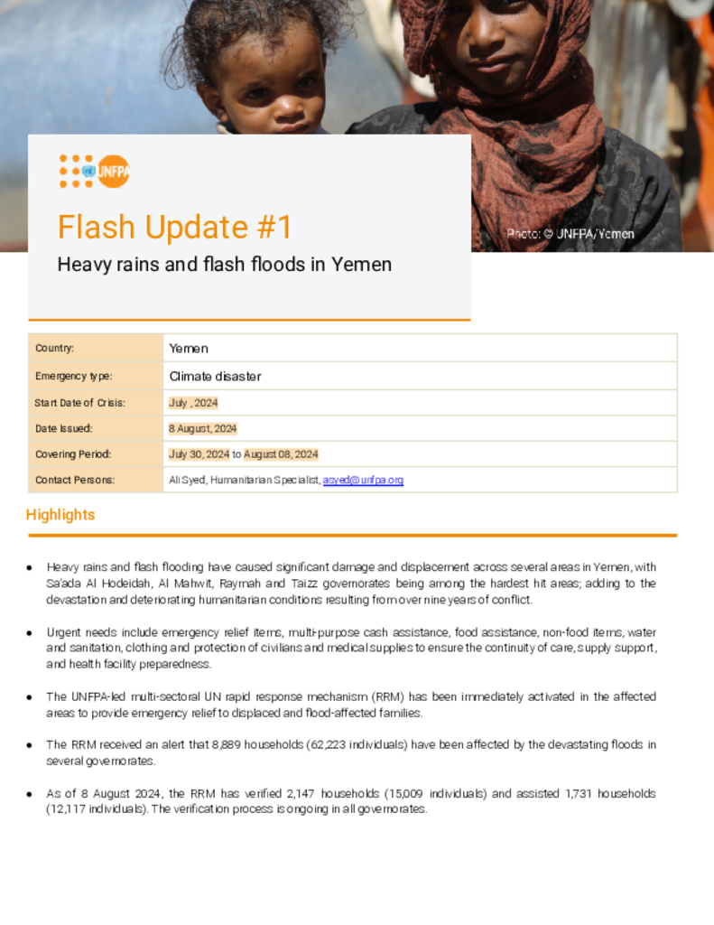 UNFPA Yemen Flash Update #1